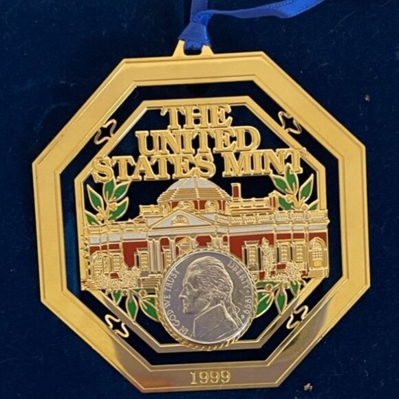 1999 United States Mint Franklin Coin Ornament Christmas or display year around - Picture 1 of 6
